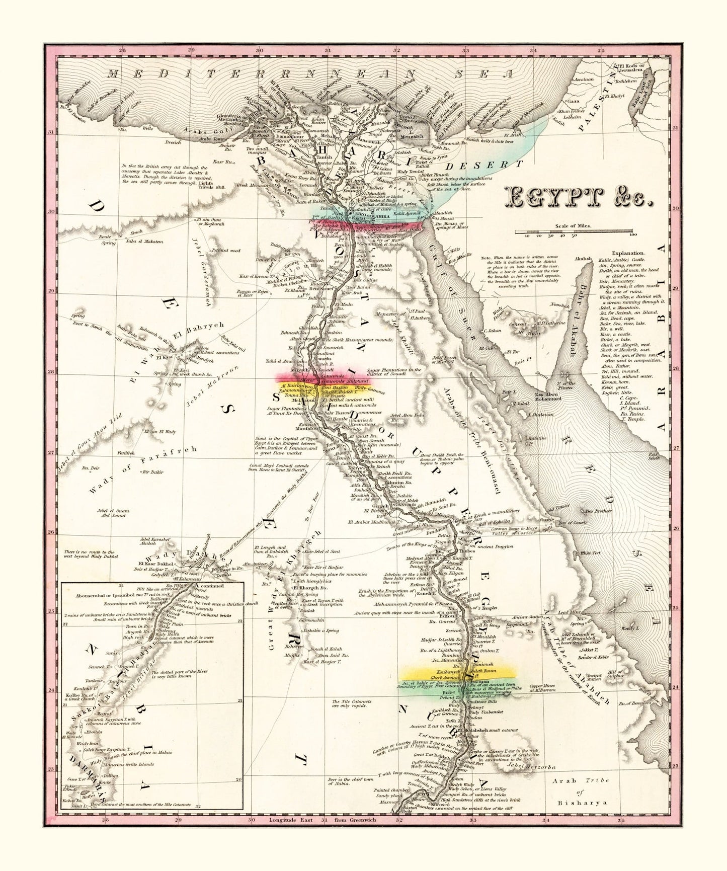 Vintage Map of Egypt 1836