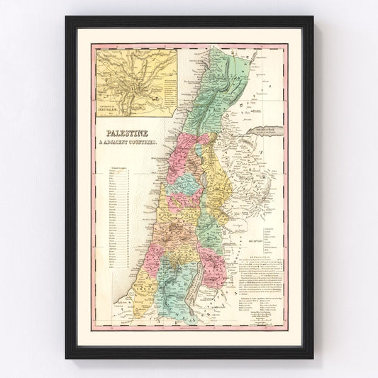 Vintage Map of Palestine 1836