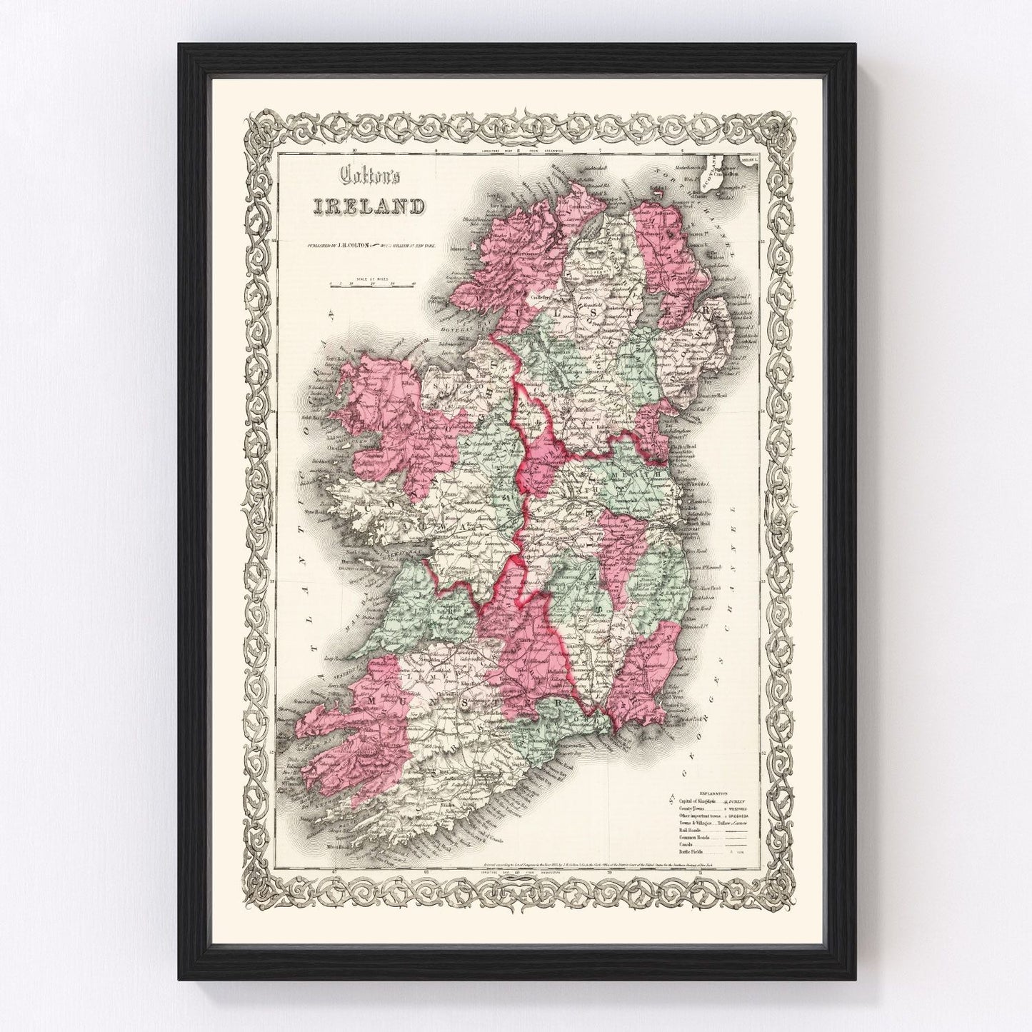 Vintage Map of Ireland 1865