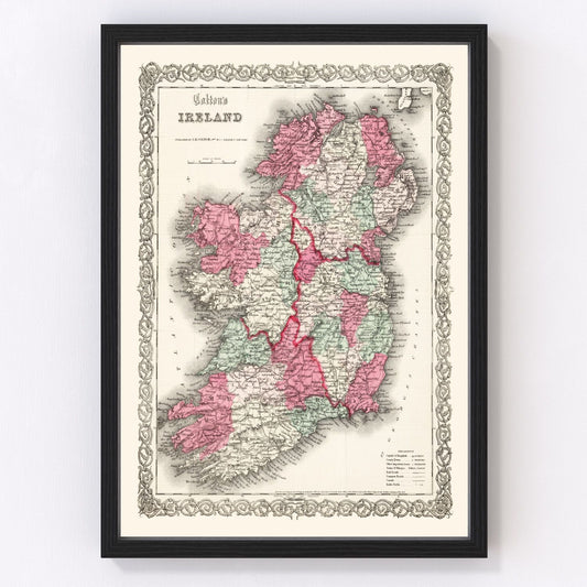 Vintage Map of Ireland 1865