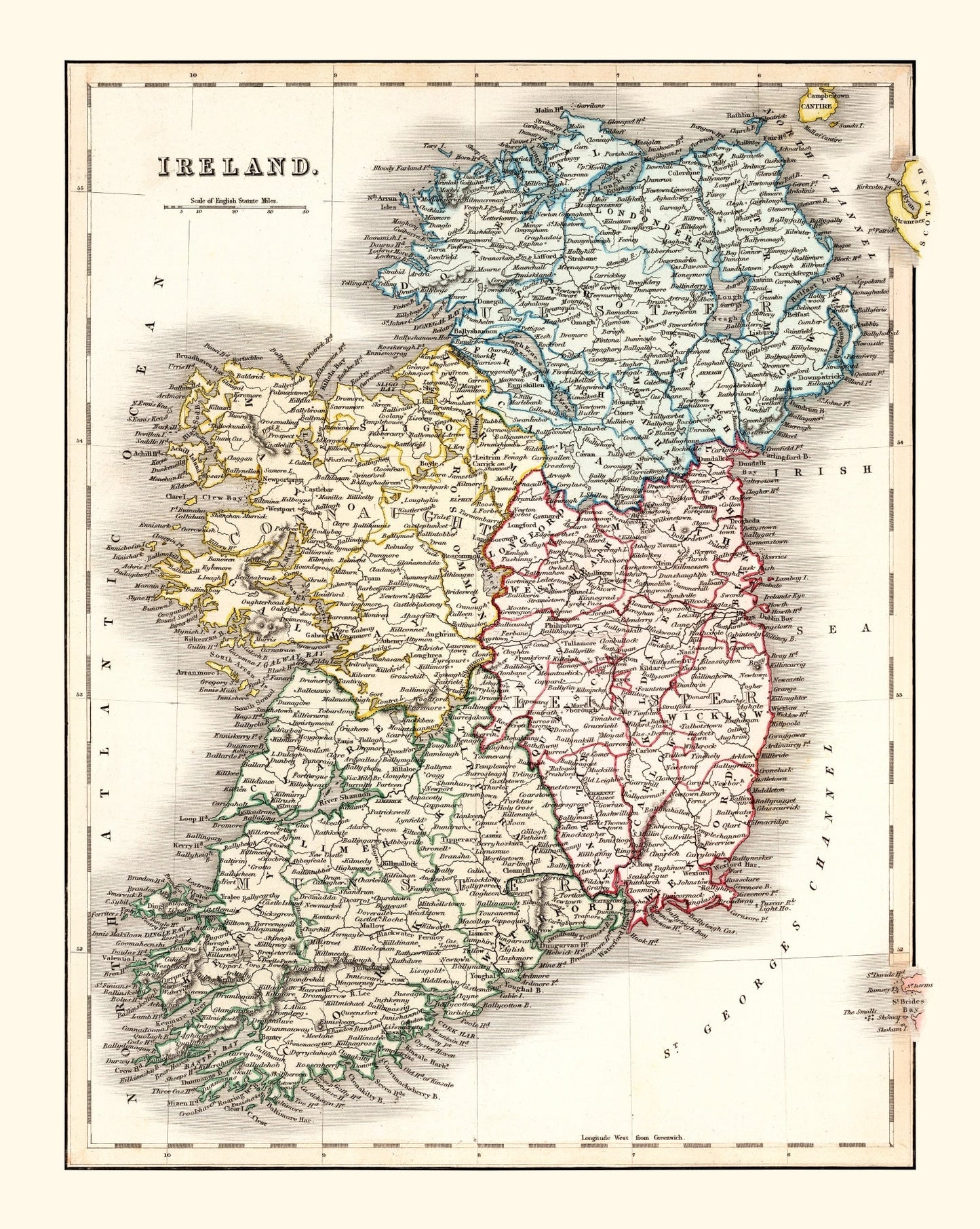 Vintage Map of Ireland 1832