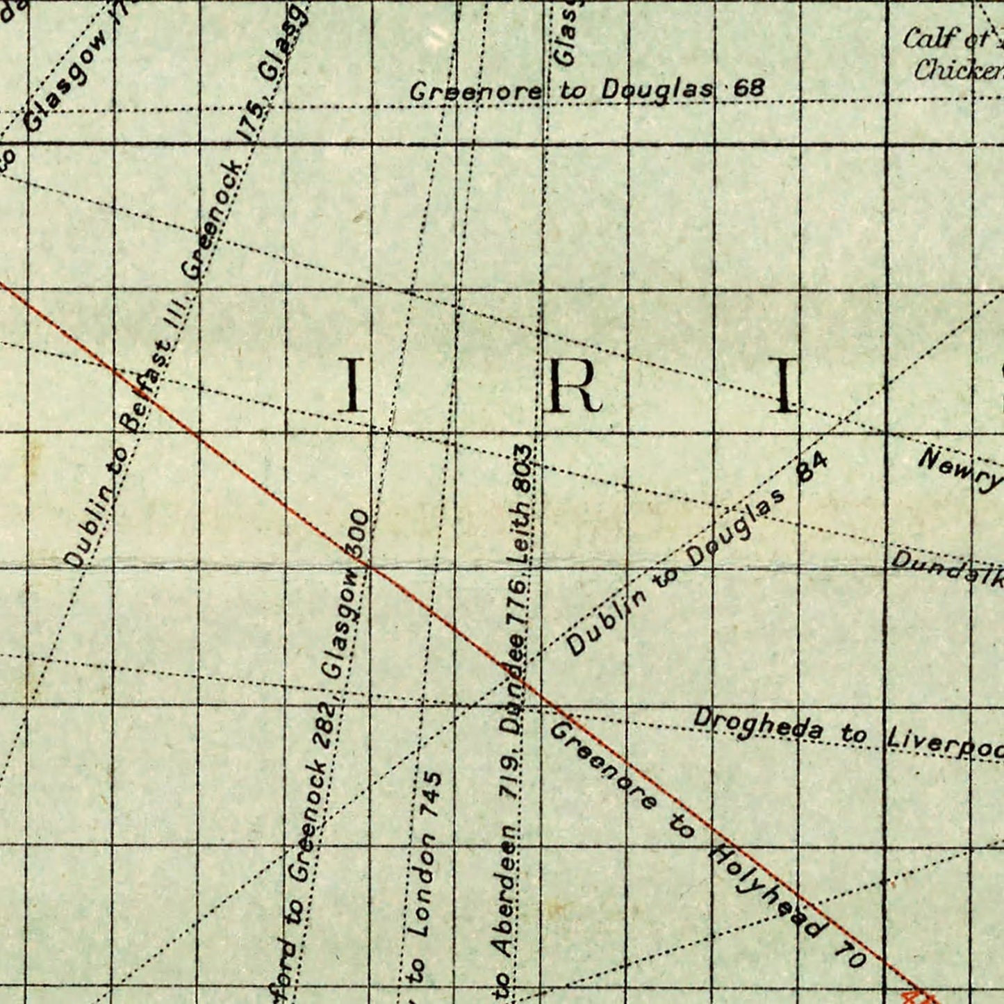 Vintage Map of the Irish Channel 1905