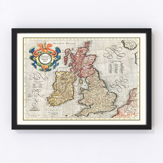 Vintage Map of England, Scotland & Ireland 1623