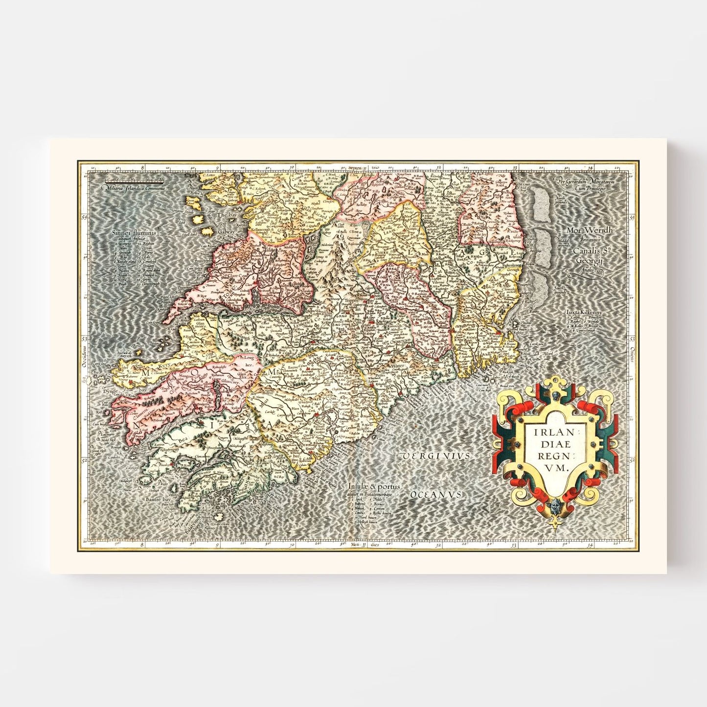 Vintage Map of The Kingdom of Ireland 1623