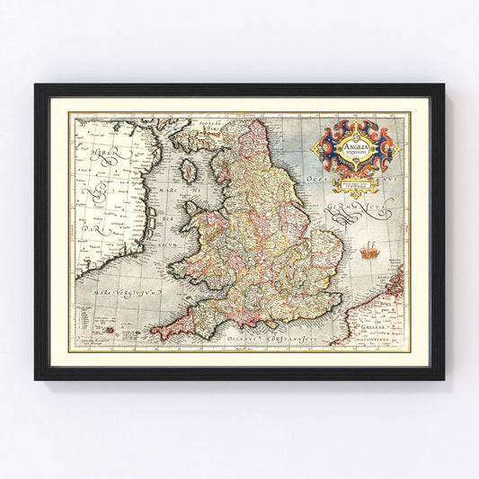 Vintage Map of England 1623