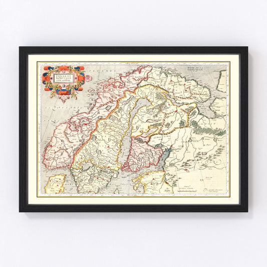 Vintage Map of Norway, Sweden & Finland 1623