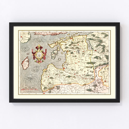 Vintage Map of Latvia 1623
