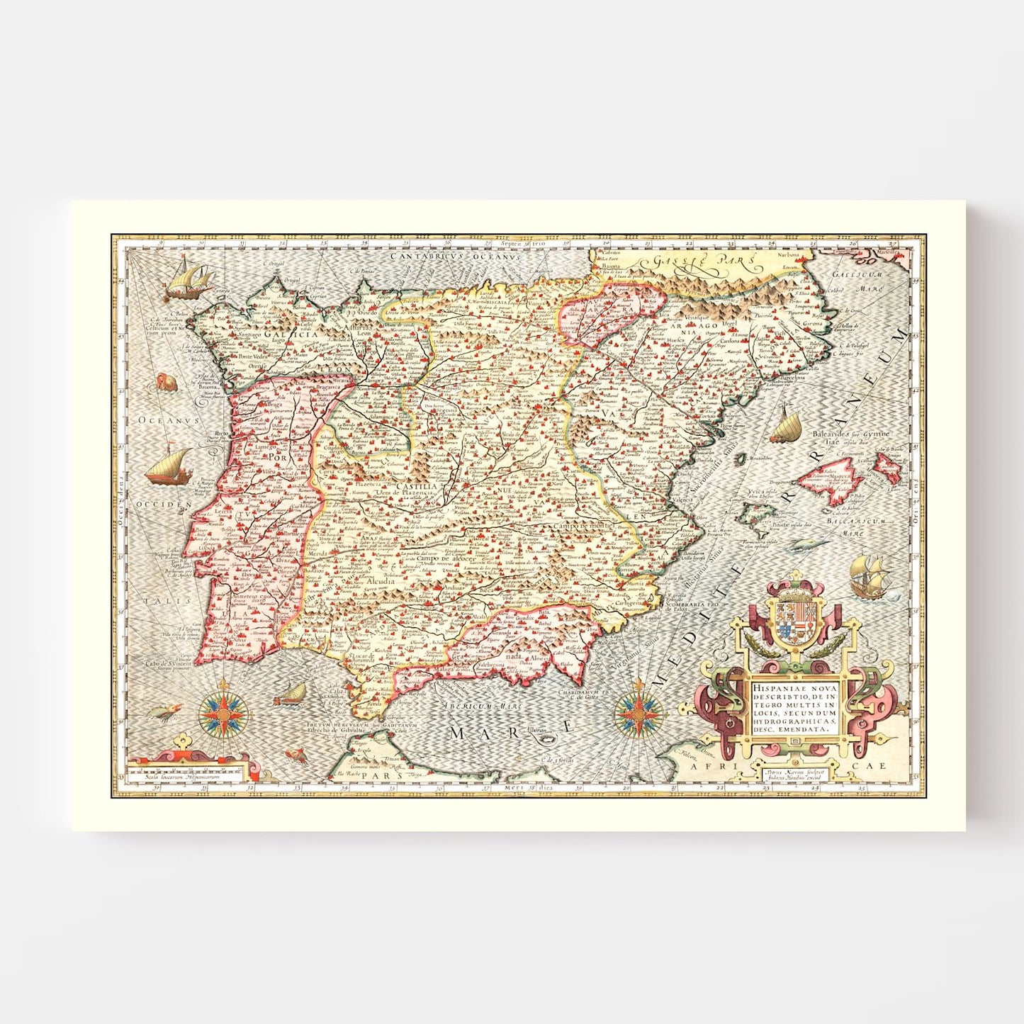 Vintage Map of Spain 1623