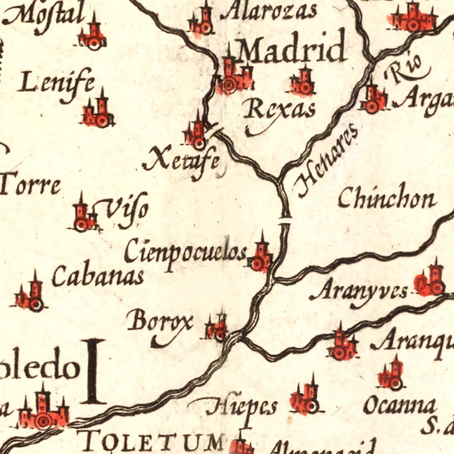 Vintage Map of Castille Spain, 1623