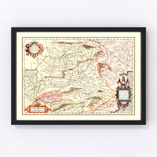 Vintage Map of Castille Spain, 1623