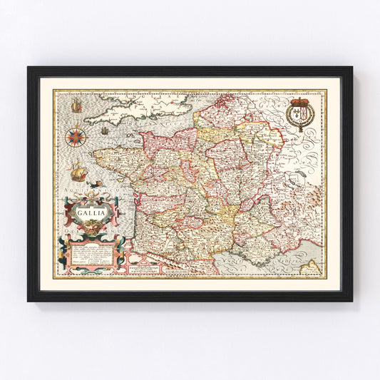 Vintage Map of Gaul France, 1623
