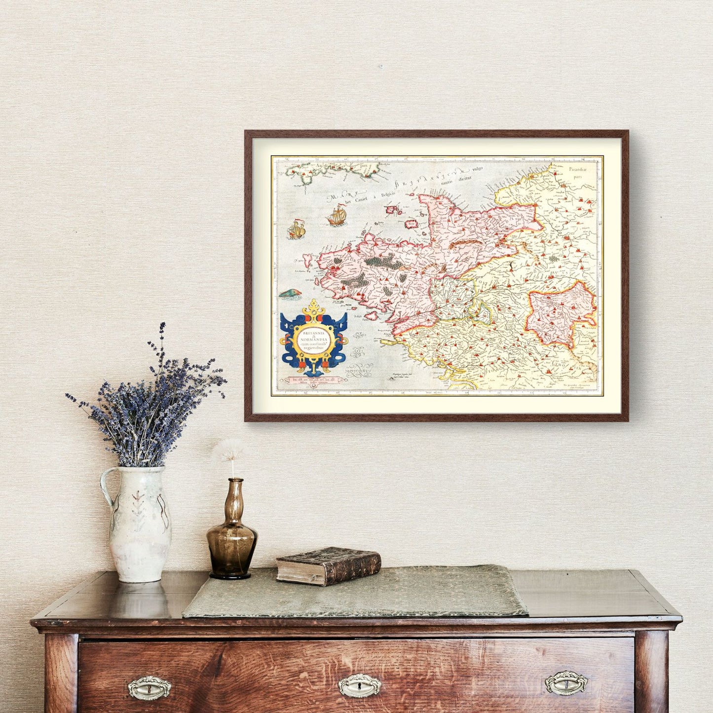 Vintage Map of Brittany & Normandy France, 1623