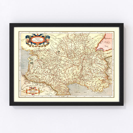 Vintage Map of Aquitaine France, 1623