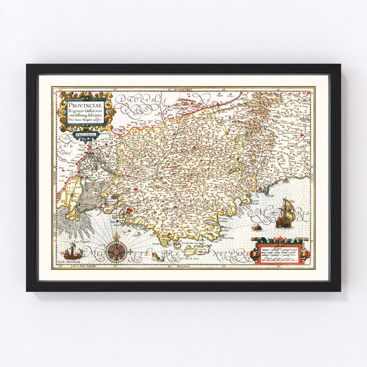 Vintage Map of Gaul Region of France, 1623