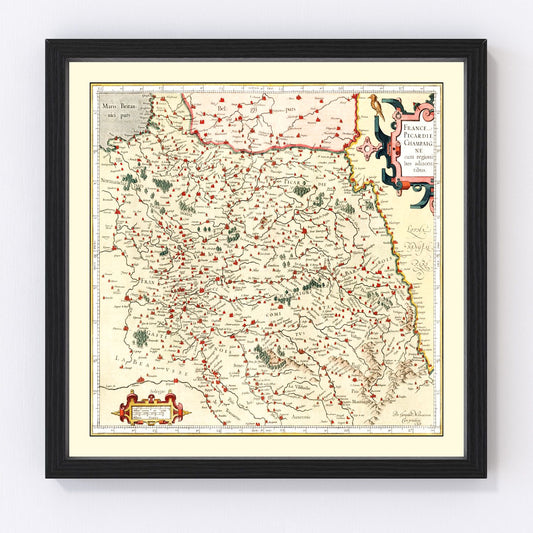 Vintage Map of Champagne France, 1623