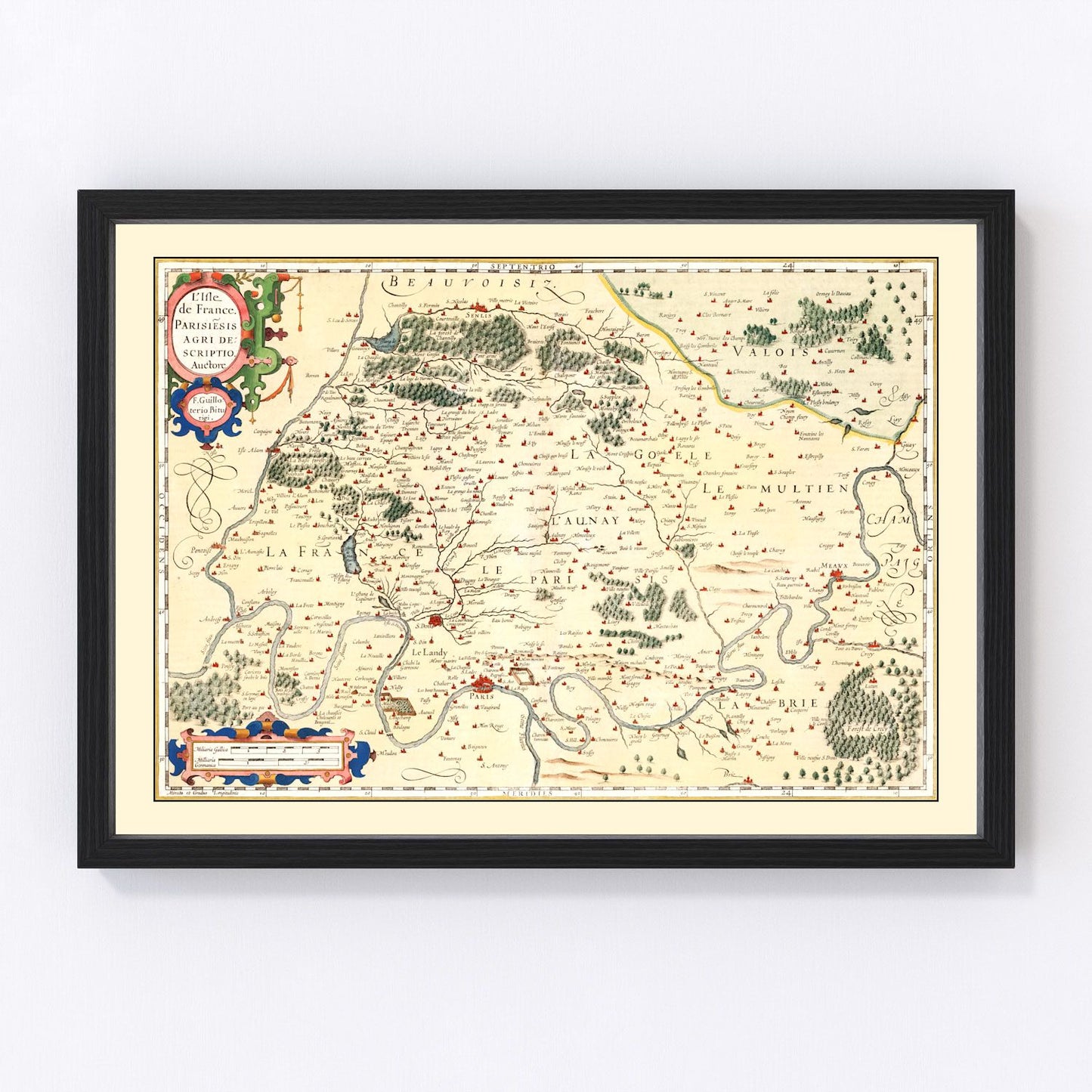 Vintage Map of Isle of France, 1623
