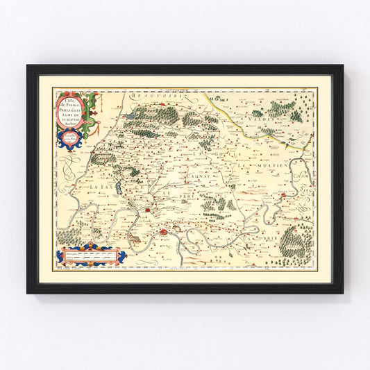 Vintage Map of Isle of France, 1623