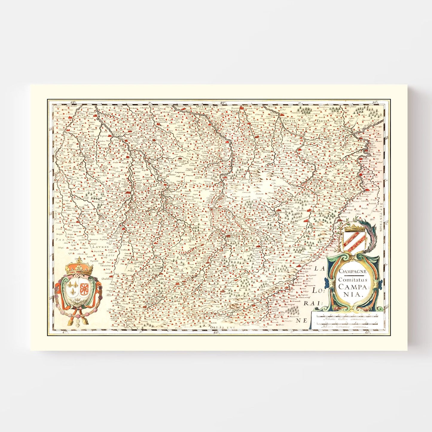 Vintage Map of Champagne Region of France, 1623