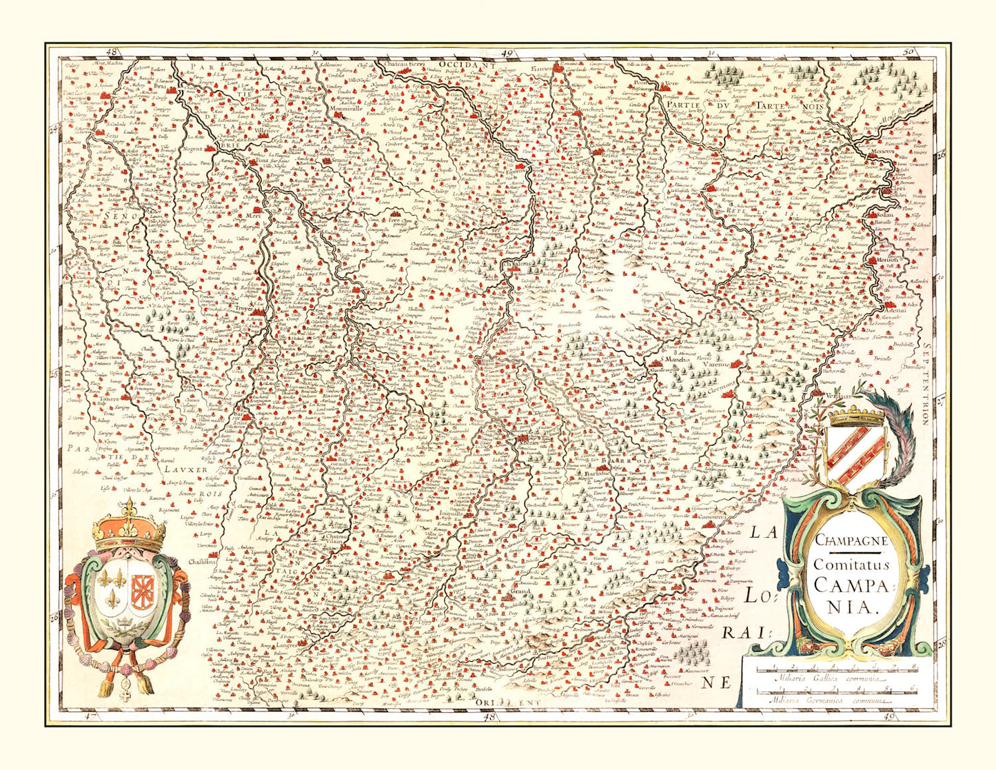 Vintage Map of Champagne Region of France, 1623