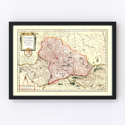 Vintage Map of Beauvais France, 1623