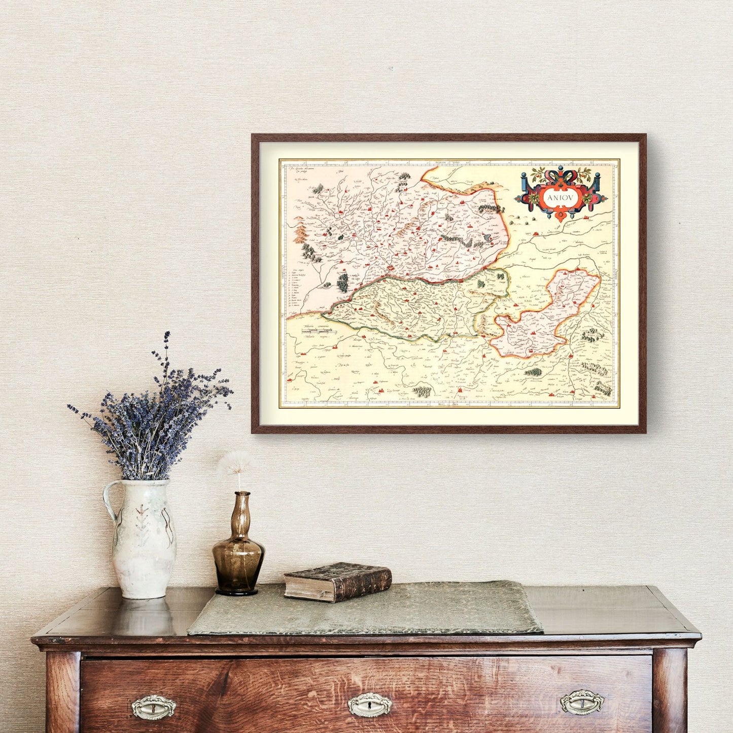 Vintage Map of Anjou France, 1623
