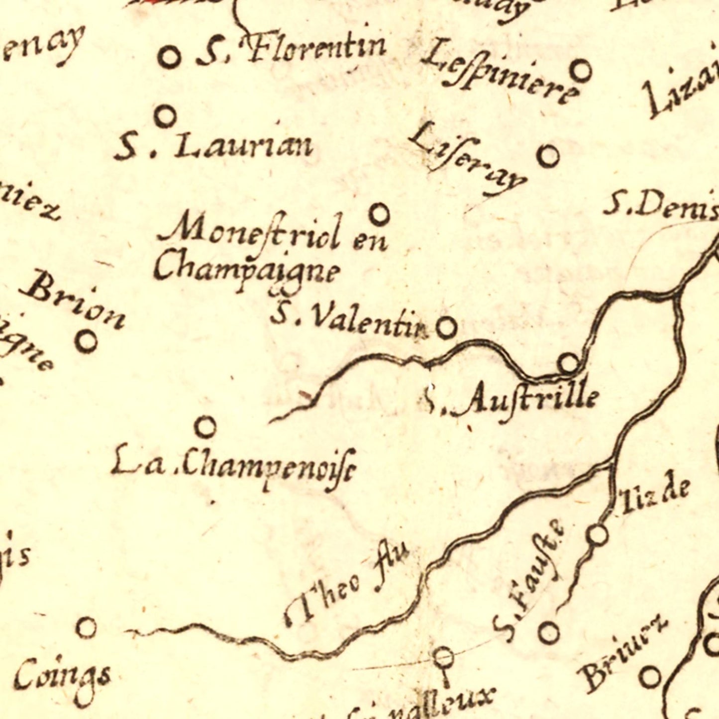 Vintage Map of Bourbonnais France, 1623