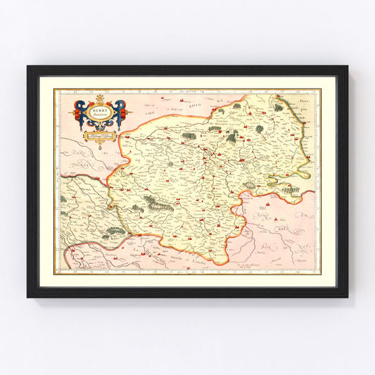 Vintage Map of Bourbonnais France, 1623