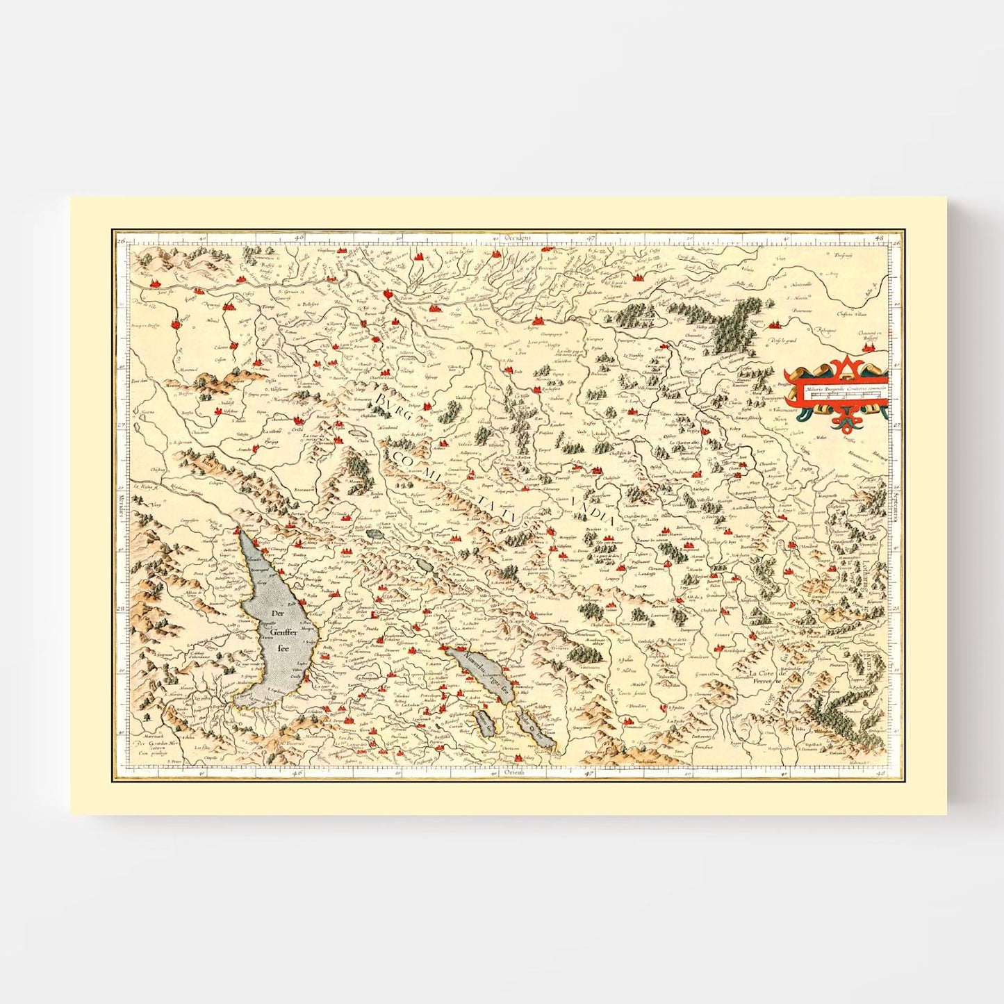 Vintage Map of Burgundy France, 1623