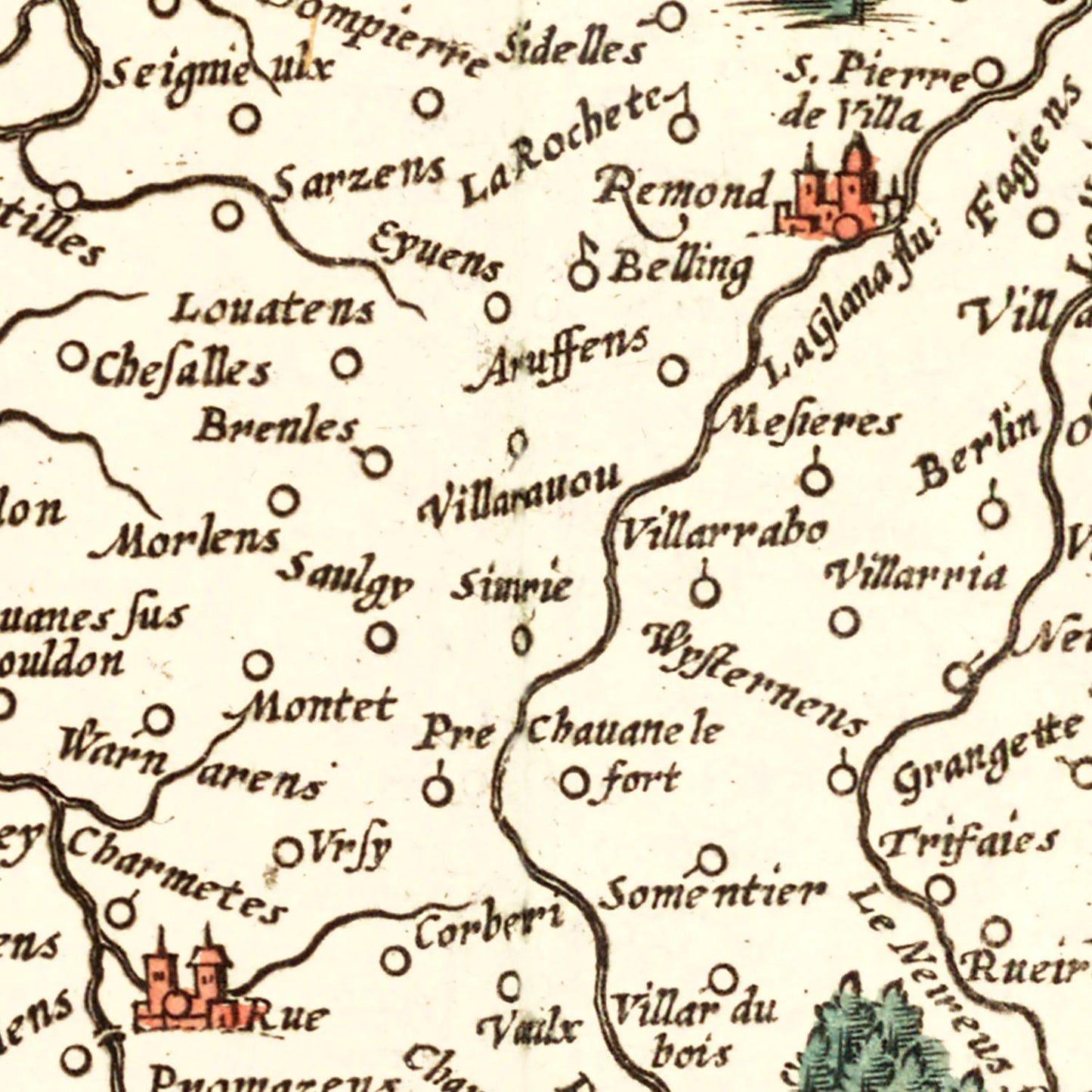Vintage Map of Switzerland (Das Wiflispurgergou), 1623