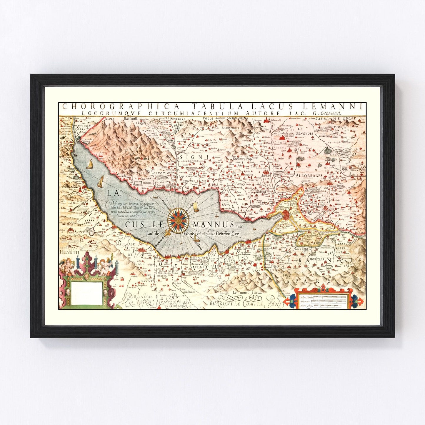 Vintage Map of Lake Geneva, 1623