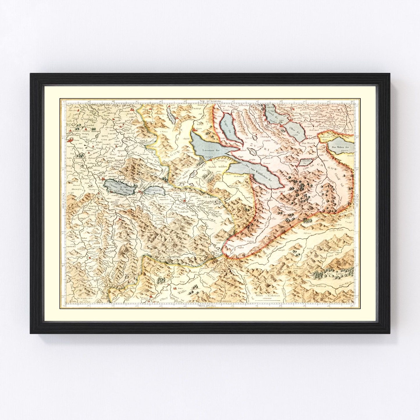 Vintage Map of Switzerland 1623