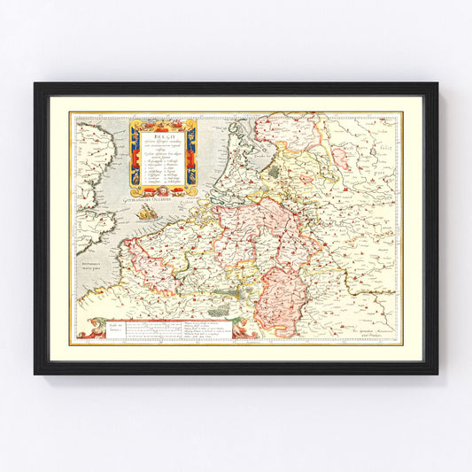 Vintage Map of Belgium 1623