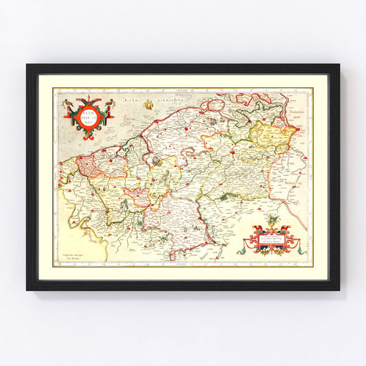 Vintage Map of Flanders 1623
