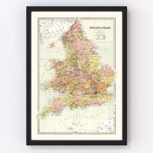 Vintage Map of England & Wales 1871