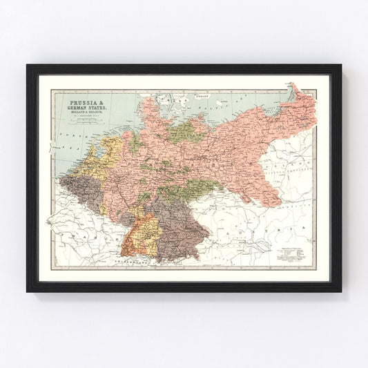Vintage Map of Prussia, Netherlands & Belgium 1871