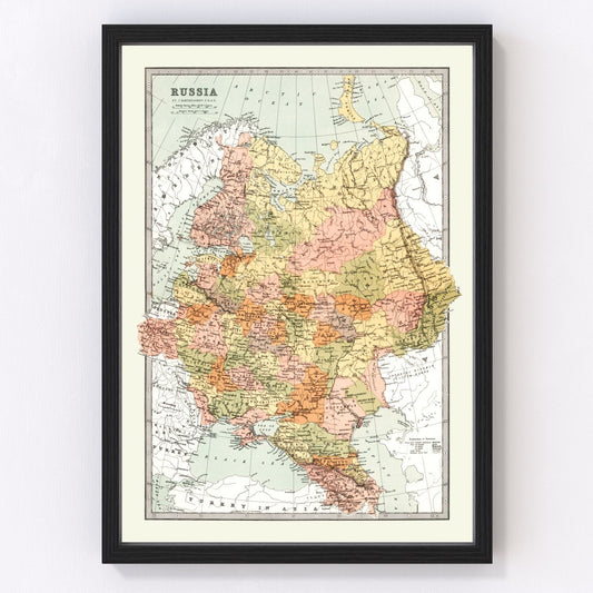 Vintage Map of Russia 1871