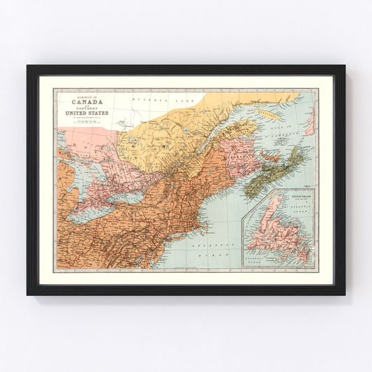 Vintage Map of Canada & Northern United States 1871