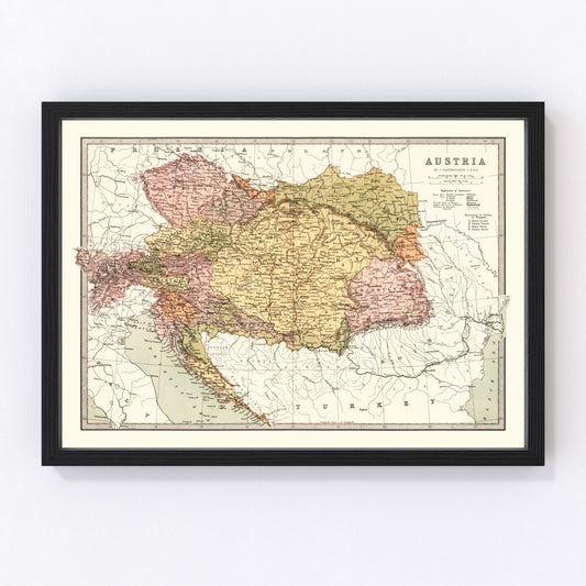 Vintage Map of Austria 1871