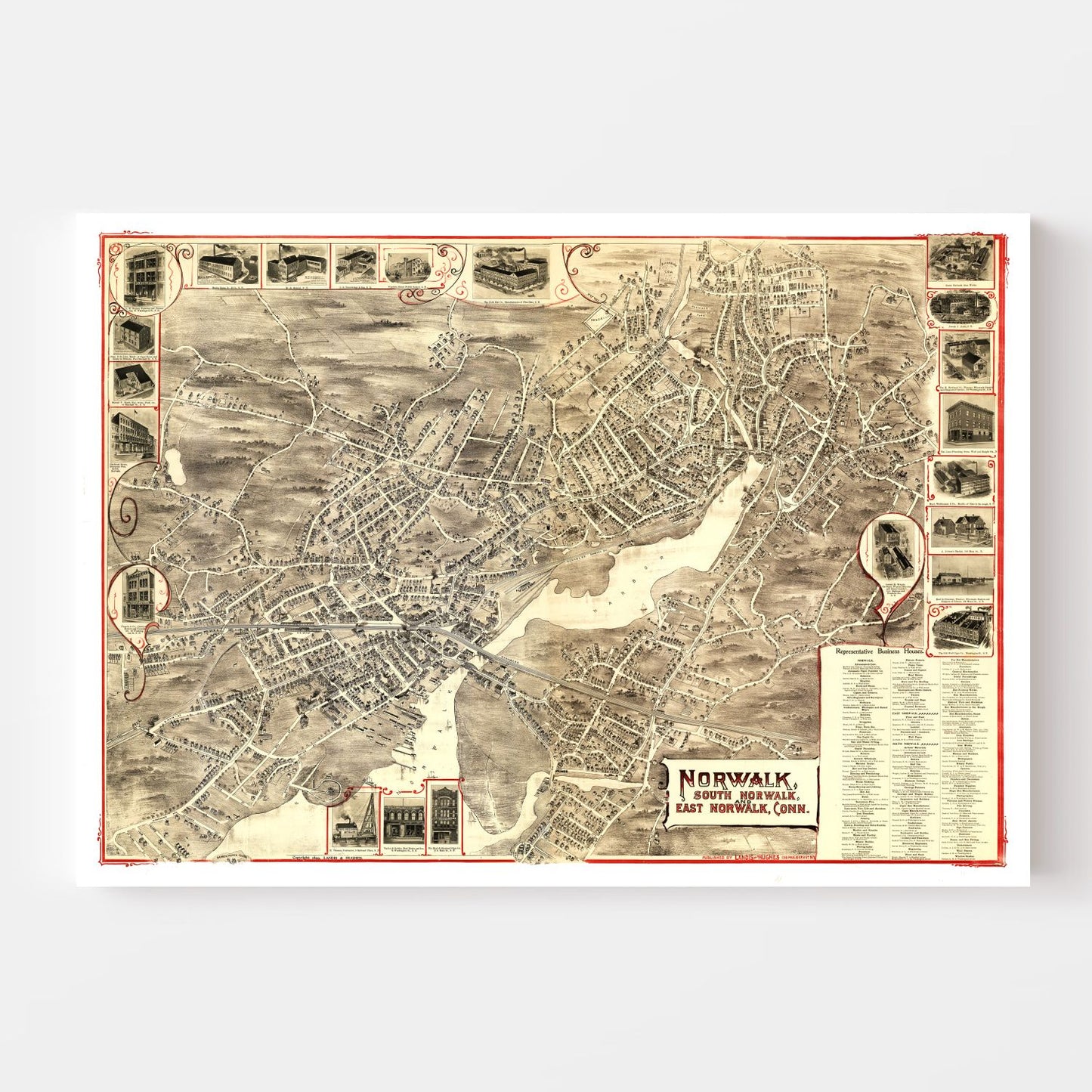 Vintage Map of Norwalk, Connecticut 1899