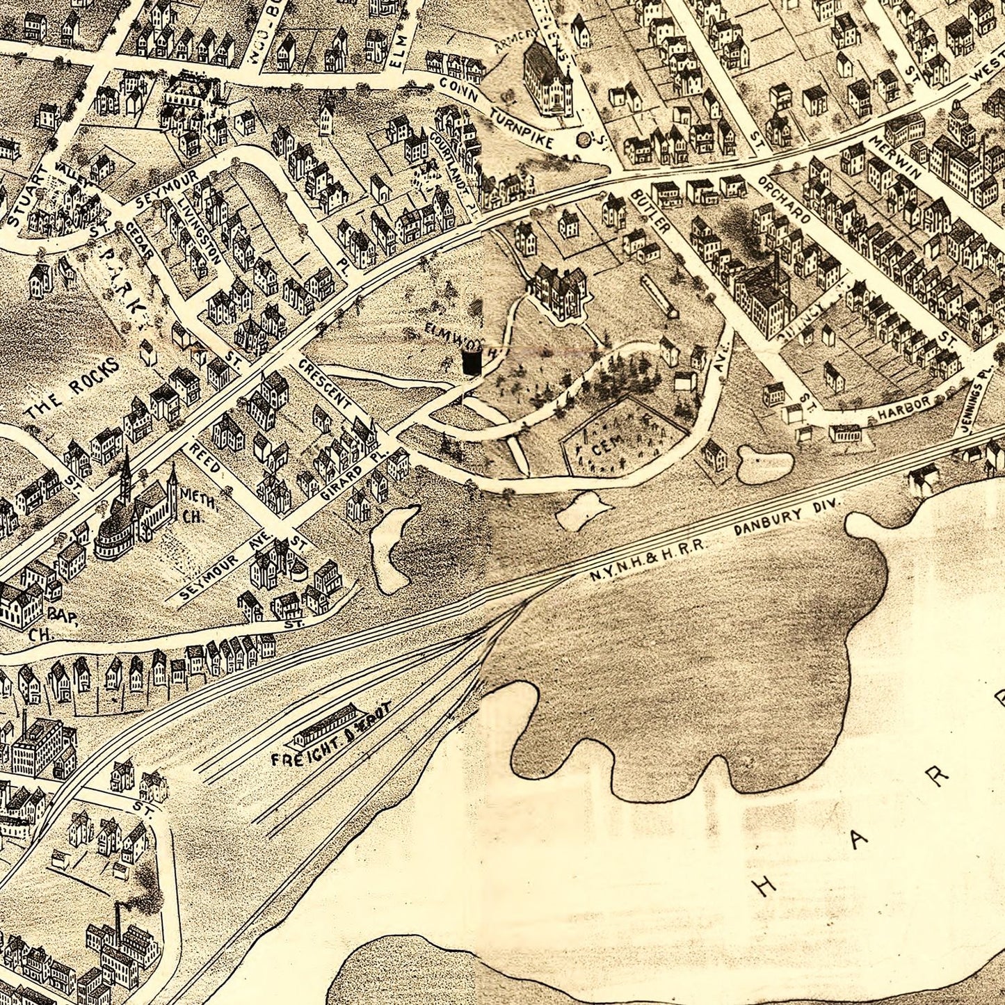 Vintage Map of Norwalk, Connecticut 1899