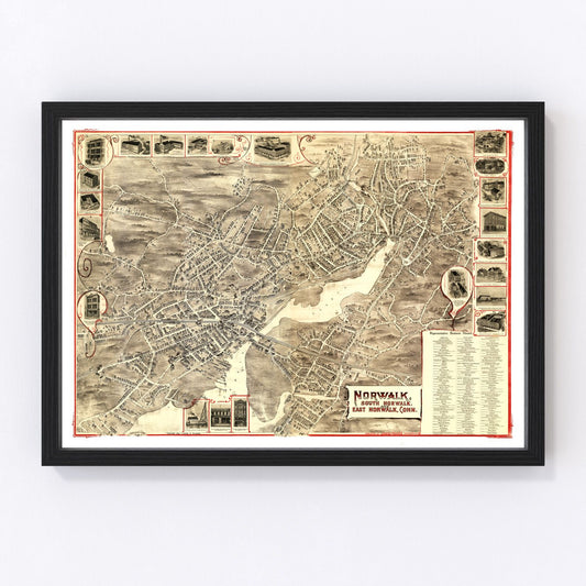 Vintage Map of Norwalk, Connecticut 1899