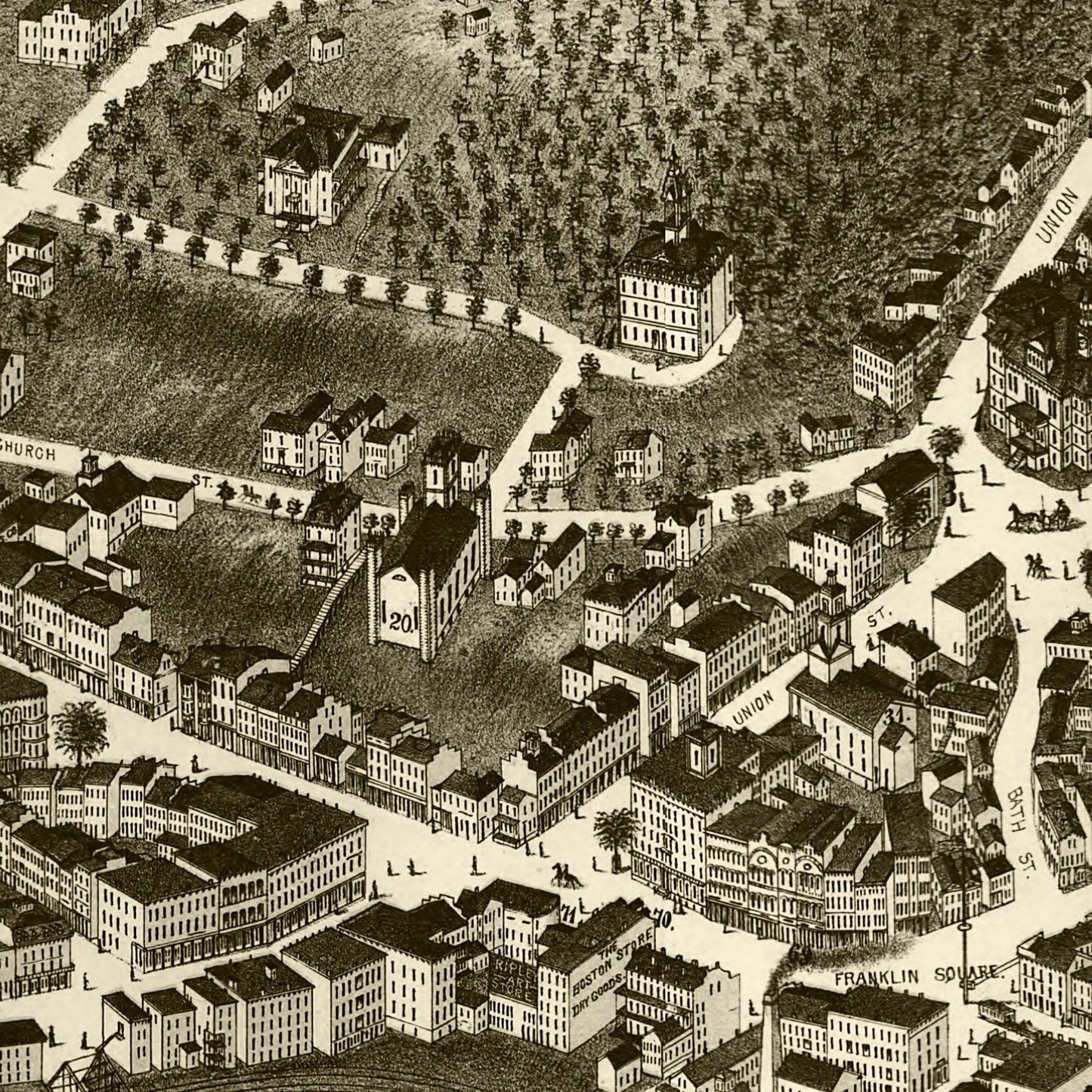 Vintage Map of Norwich, Connecticut 1876