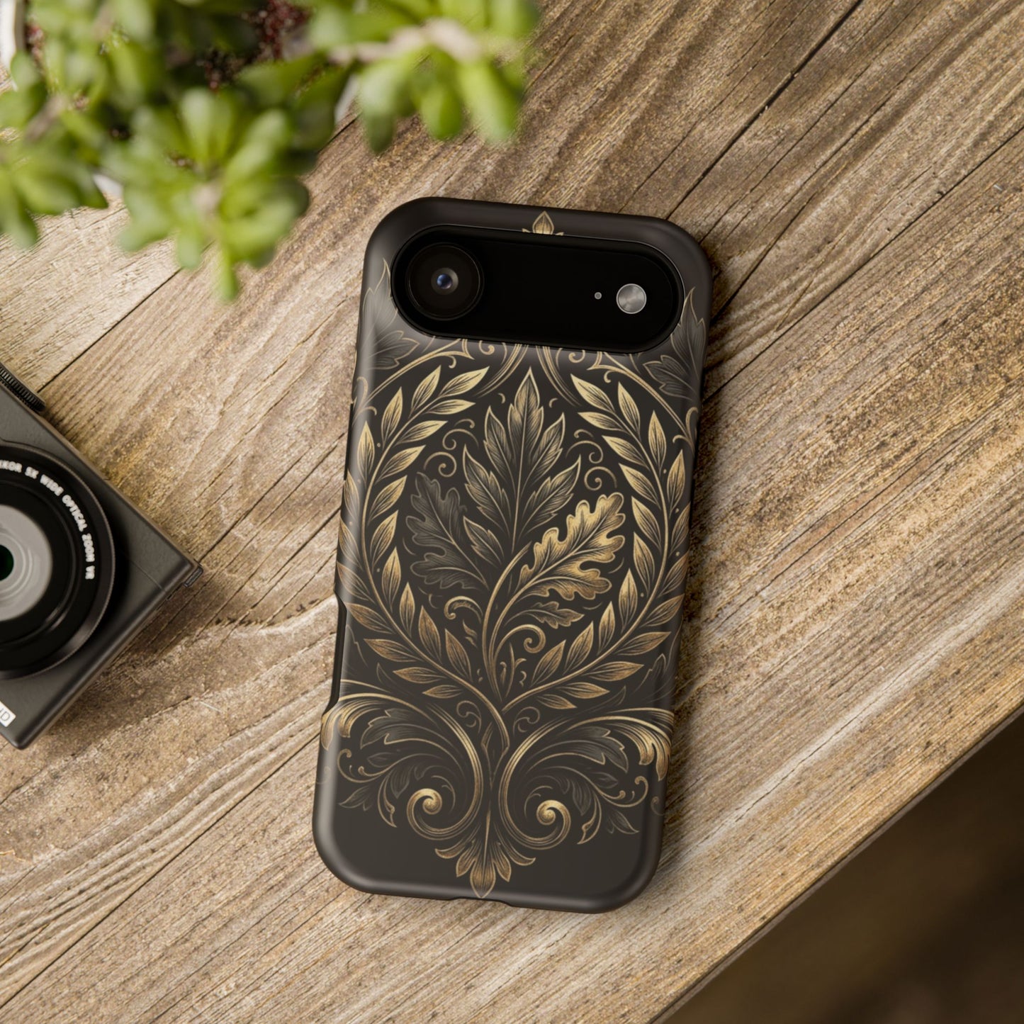 Baroque Gold Leaf Phone Case — Impact-Resistant Protective Cover