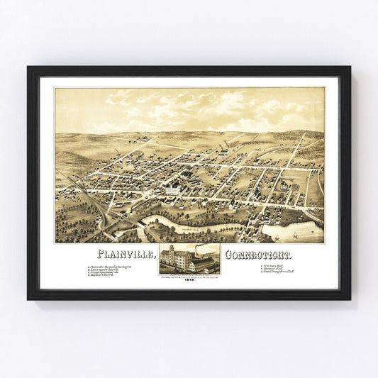 Vintage Map of Plainville, Connecticut 1878