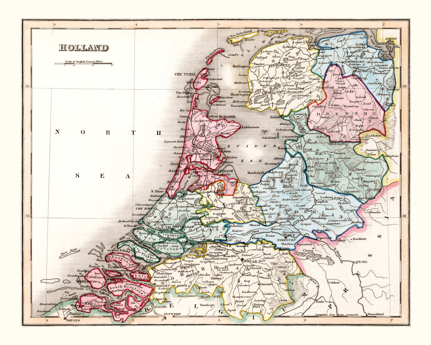 Vintage Map of Holland 1832