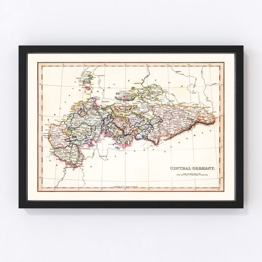 Vintage Map of Central Germany 1832