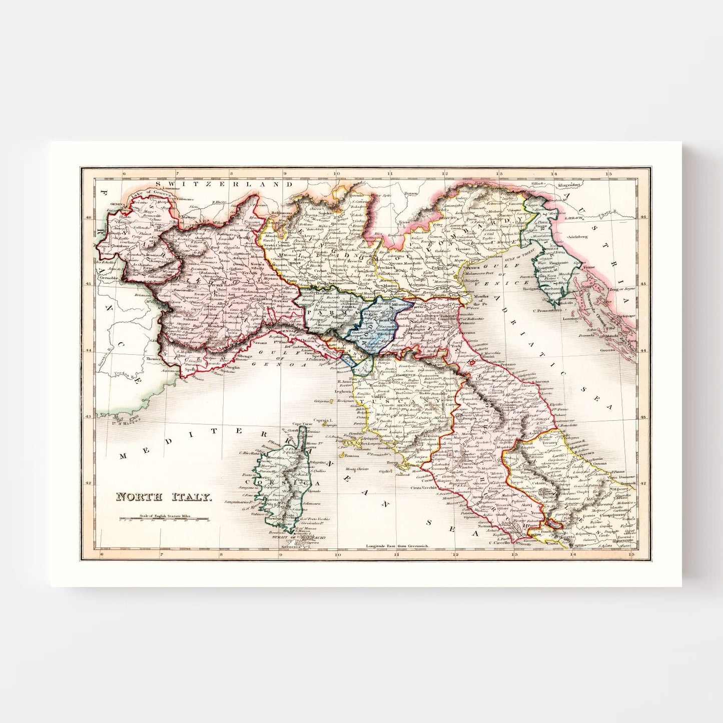 Vintage Map of North Italy 1832