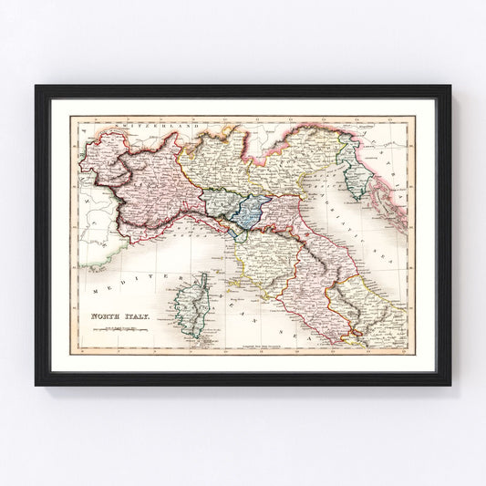 Vintage Map of North Italy 1832