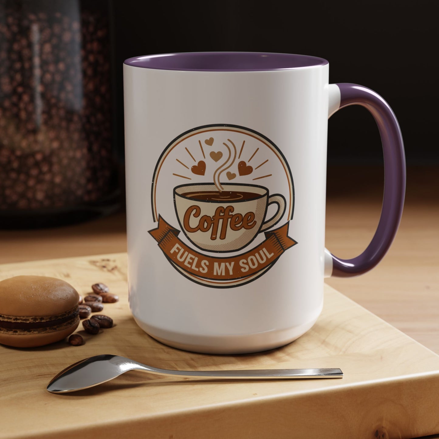 Coffee Mug - "Coffee Fuels My Soul" Accent Ceramic Mug (11/15oz)