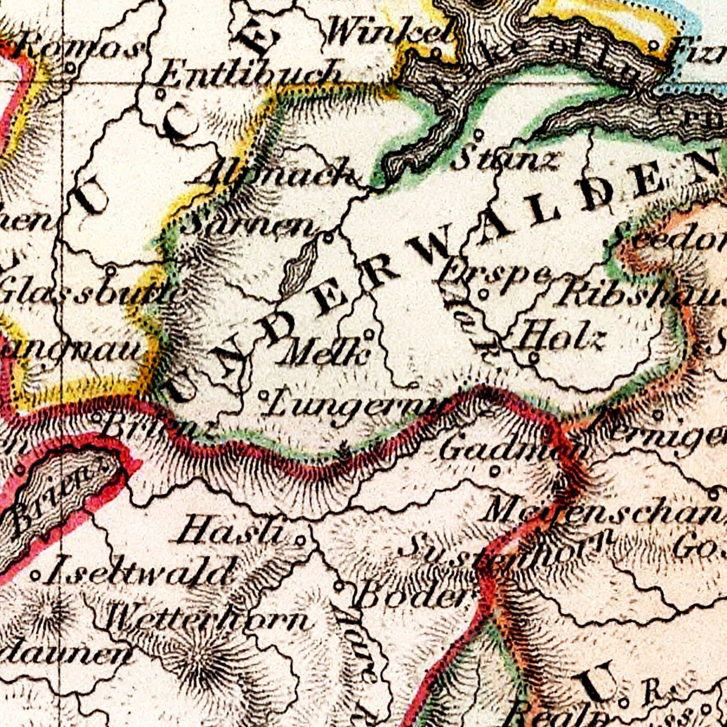 Vintage Map of Switzerland 1832